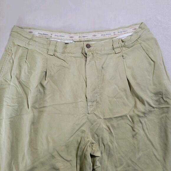 Tommy Bahama Mens 100% Silk Dress Pants Size 40 Tan Flat Front Tropical Weight - Picture 2 of 12